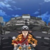 Nanami flees a tank in the Iron Man anime