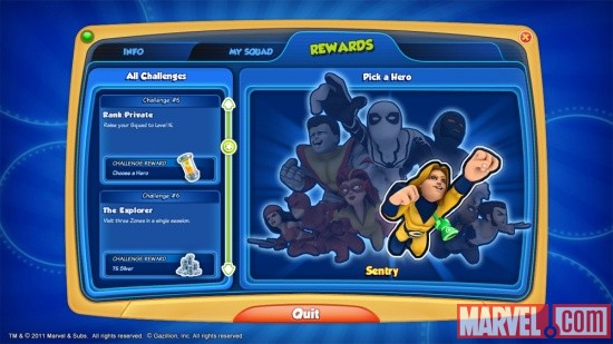 New Super Hero Squad Online rewards menu
