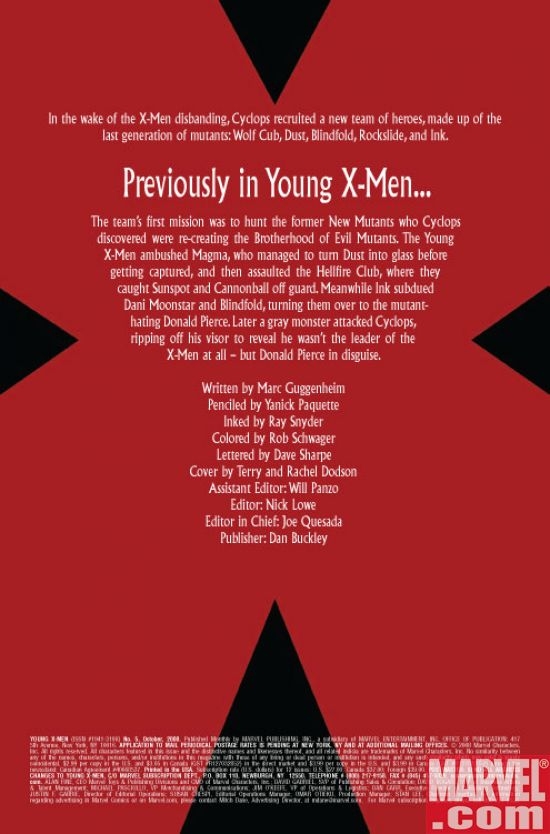 YOUNG X-MEN #5 recap page