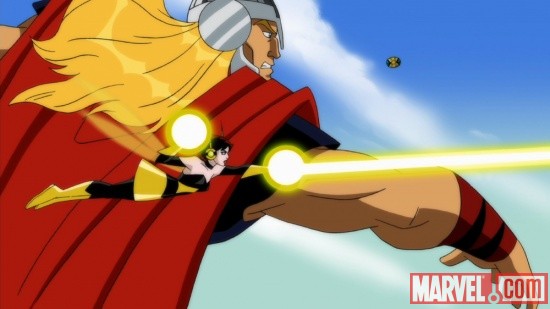 Thor and the Wasp in The Avengers: Earth's Mightiest Heroes!