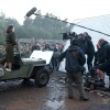 Hayley Atwell as Peggy Carter behind the scenes of Captain America: The First Avenger