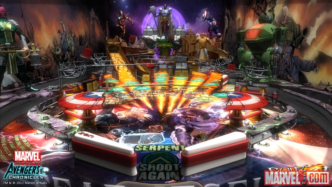 Screenshot from the Marvel Pinball: Avengers Chronicles Fear Itself table