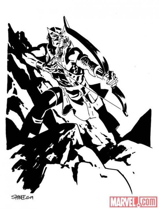 Hawkeye sketch by SIEGE: EMBEDDED artist Chris Samnee