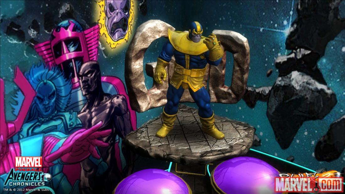 Screenshot from the Marvel Pinball: Avengers Chronicles Infinity Gauntlet table