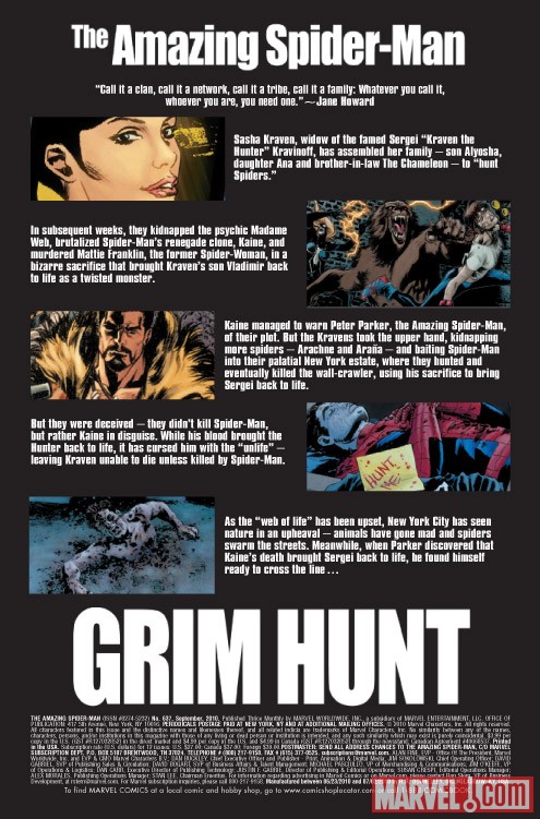 AMAZING SPIDER-MAN #637 recap page