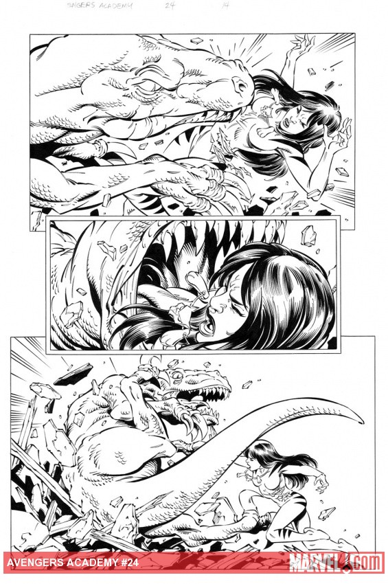 Avengers Academy #24 inked preview art by Tom Grummett