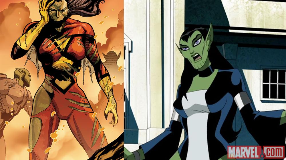 Queen Veranke as Spider-Woman and Mockingbird