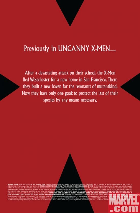 UNCANNY X-MEN #501 recap page