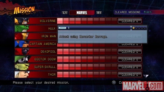 Marvel vs. Capcom 3 Mission Mode screenshot