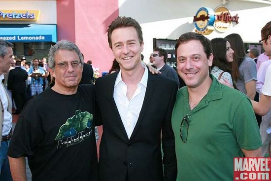 Uni's Ron Meyer, Edward Norton and Uni's Adam Fogelson