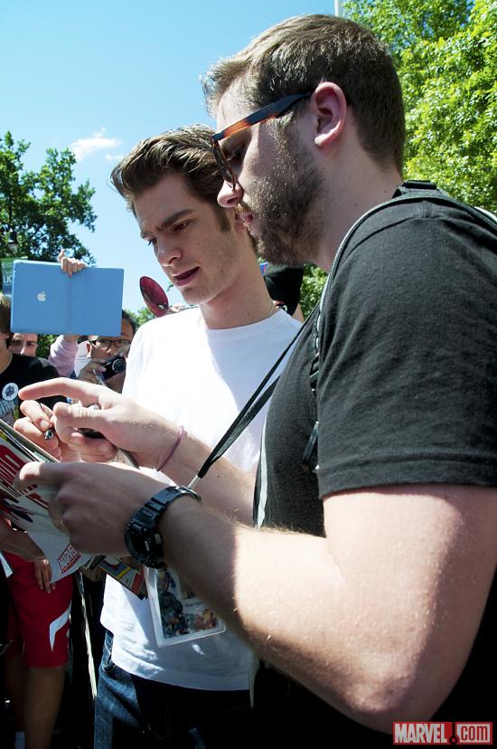 The Amazing Spider-Man Actor Andrew Garfield with Marvel Associate Producer Blake Garris