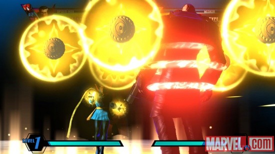 Screenshot of Doctor Strange vs. Nemesis from Ultimate Marvel vs. Capcom 3