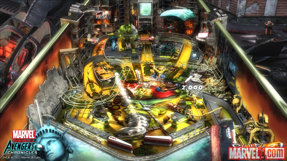 Screenshot from the Marvel Pinball: Avengers Chronicles World War Hulk table