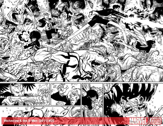 Wolverine & The X-Men #25 black and white preview art by Ramon Perez