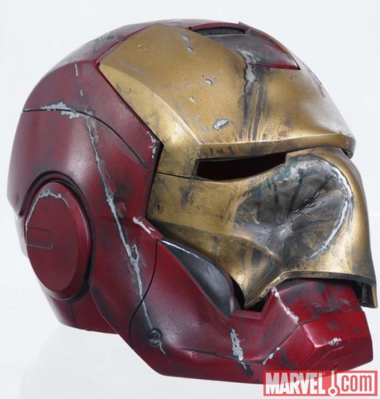 Crushed Mark III Iron Man helmet movie prop