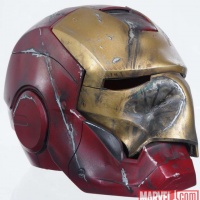 Crushed Mark III Iron Man helmet movie prop