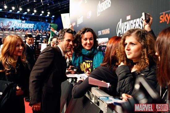 Mark Ruffalo (Hulk) at the red carpet premiere of Marvel's The Avengers in Rome