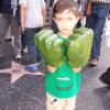 A young Hulk fan at El Capitan Theatre's midnight screening of Marvel's The Avengers