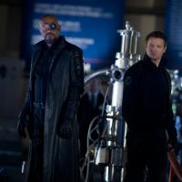 Samuel L. Jackson and Jeremy Renner star as Nick Fury and Hawkeye in Marvel's The Avengers
