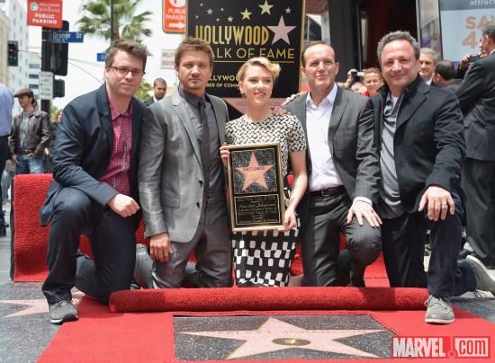 Scarlett Johansson receiving her star on the Hollywood Walk of Fame