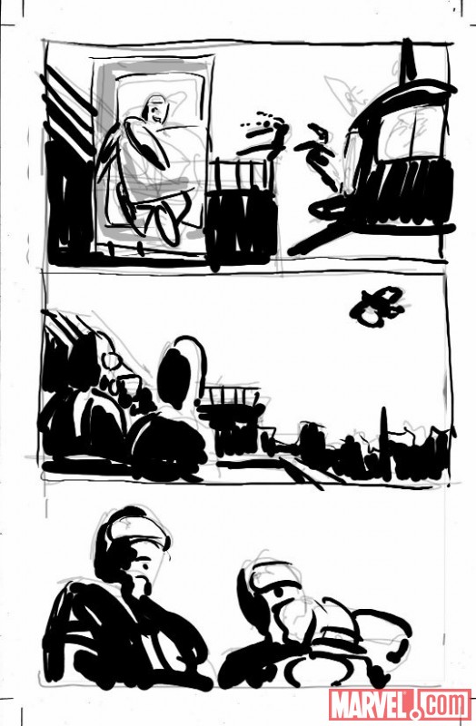 SECRET AVENGERS #1 sketch page by Mike Deodato 2
