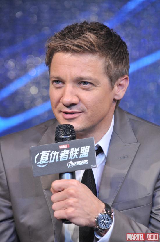 Jeremy Renner at the Beijing premiere of Marvel's The Avengers