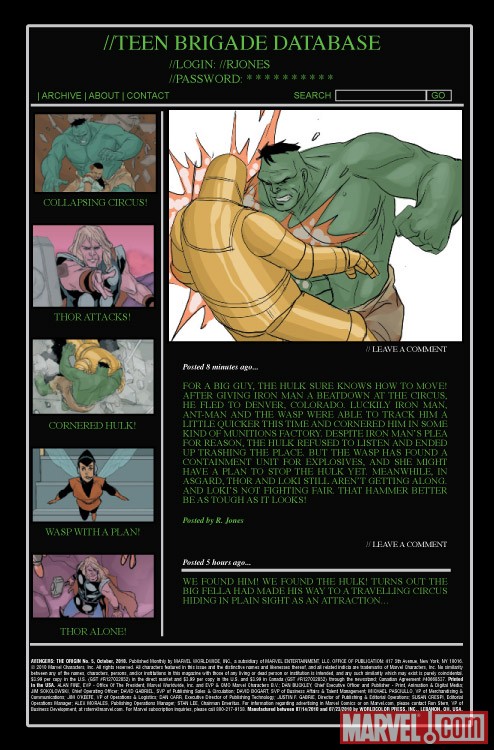 AVENGERS: THE ORIGIN #5 recap page