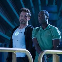 Robert Downey, Jr. and Don Cheadle star as Tony Stark/Iron Man and Rhodey/Iron Patriot in Marvel's Iron Man 3