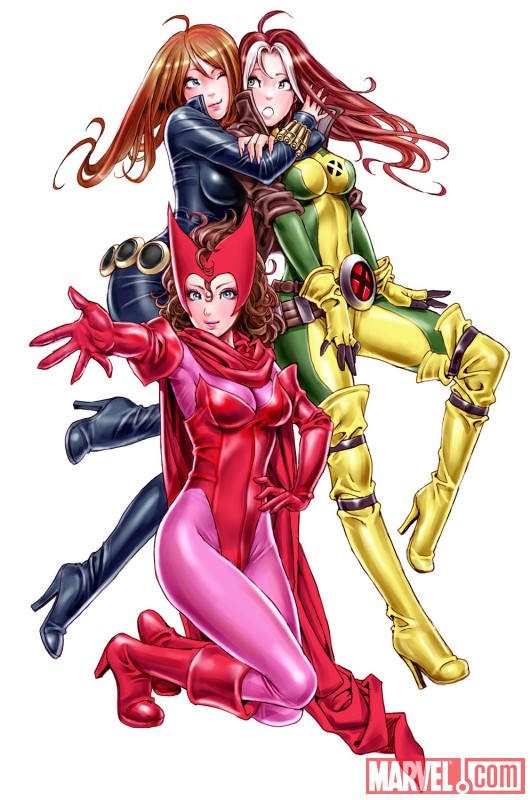 Scarlet Witch, Black Widow and Rogue Bishoujo Statue Concept Art from Kotobukiya