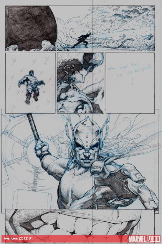 Avengers (2012) #1 preview pencils by Jerome Opena