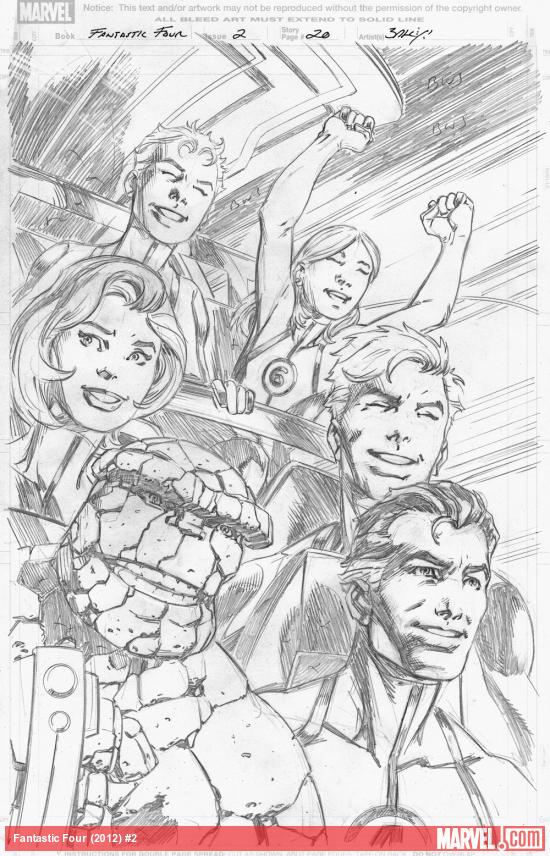 Fantastic Four (2012) #2 preview pencils by Mark Bagley