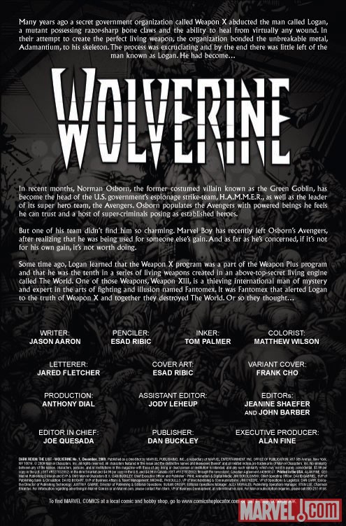 Dark Reign: The List - Wolverine (2009) #1