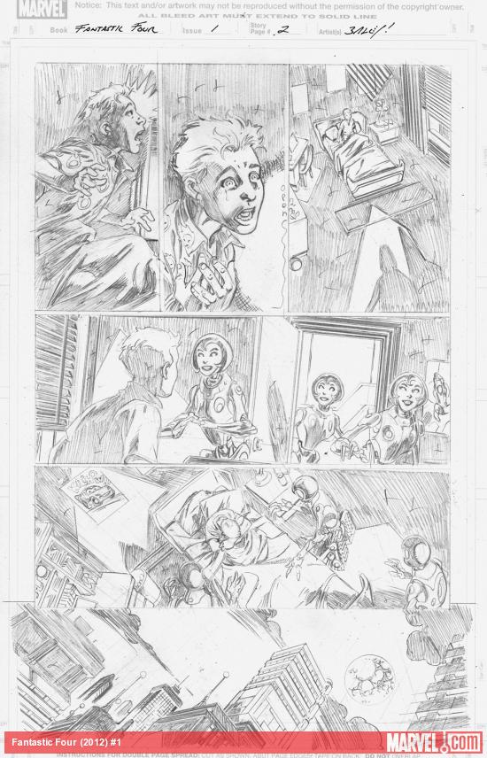Fantastic Four (2012) #1 pencils by Mark Bagley