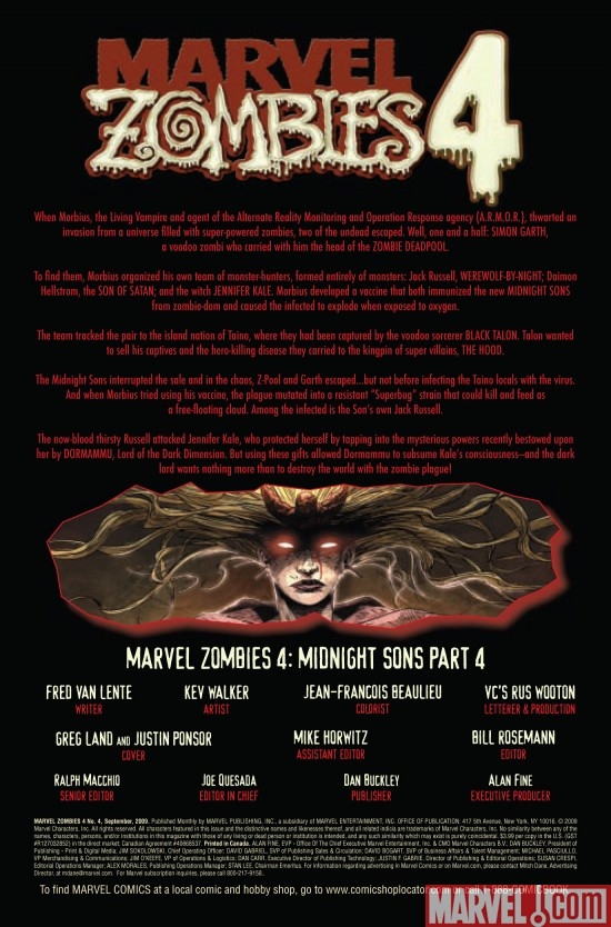 MARVEL ZOMBIES 4 #4, intro page