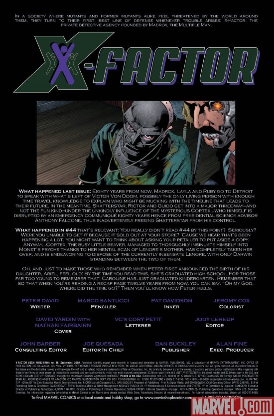 X-FACTOR #46, intro page