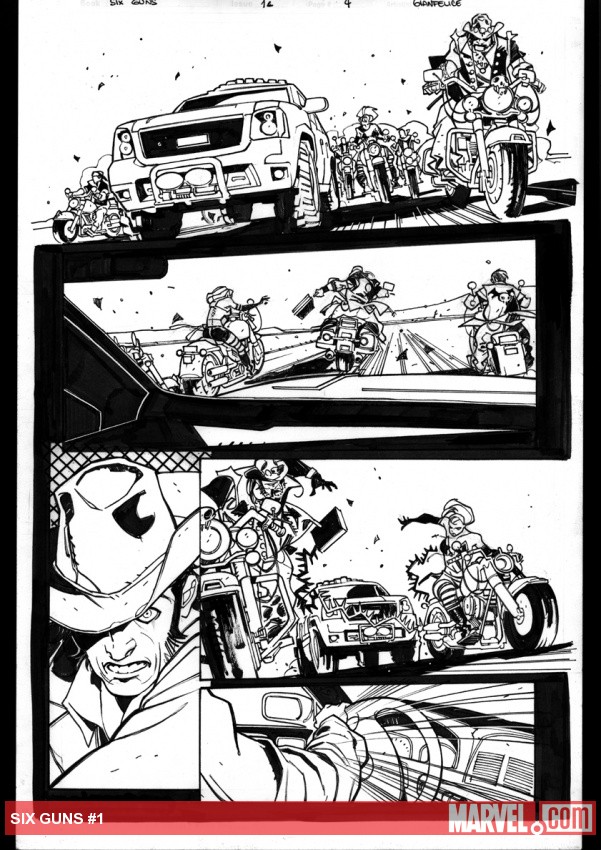Six Guns #1 preview inks by Davide Gianfelice