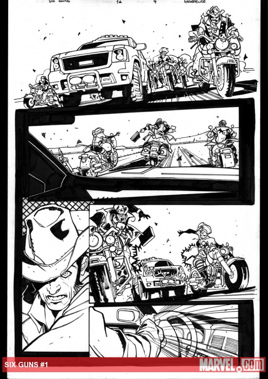 Six Guns #1 preview inks by Davide Gianfelice