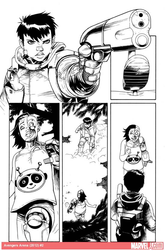 Avengers Arena #2 preview inks by Kev Walker