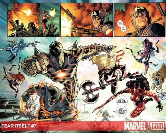 Fear Itself #7 interior page by Stuart Immonen