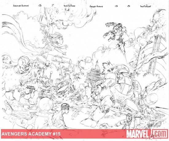 Avengers Academy #15 pencils by Tom Raney