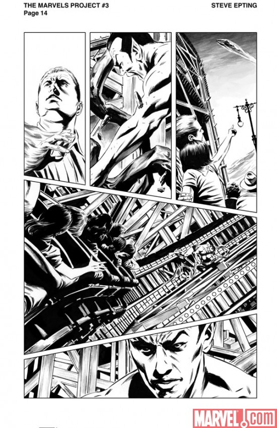 THE MARVELS PROJECT #3 black and white preview art by Steve Epting