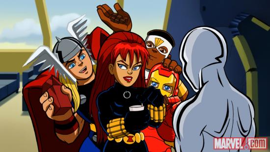 Black Widow and the Squaddies from The Super Hero Squad Show