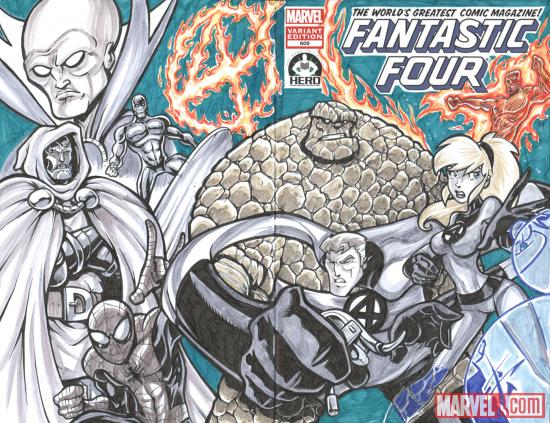 Fantastic Four #600 Hero Initiative variant cover by Benjamin Glendenning 