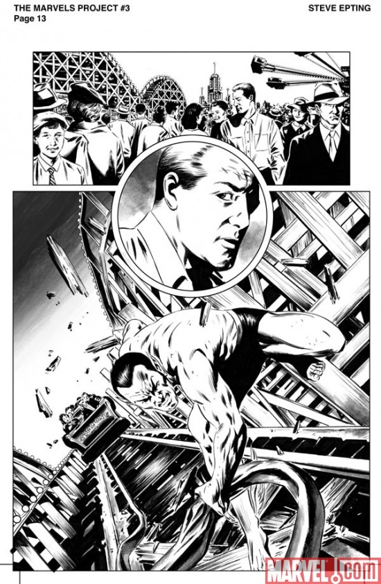 THE MARVELS PROJECT #3 black and white preview art by Steve Epting