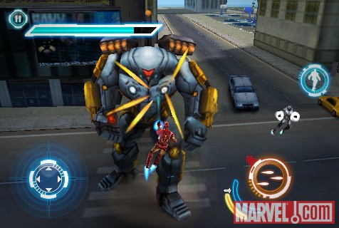 Iron Man battles foes in the Iron Man 2 iPhone game