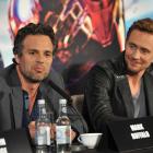 Mark Ruffalo and Tom Hiddleston at the London press conference for "Marvel's The Avengers"