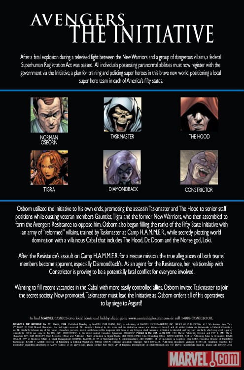 AVENGERS: THE INITIATIVE #32 Recap Page