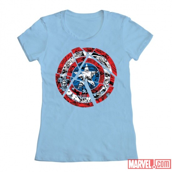 Captain America Fractured Shield Women's Tee by Mighty Fine