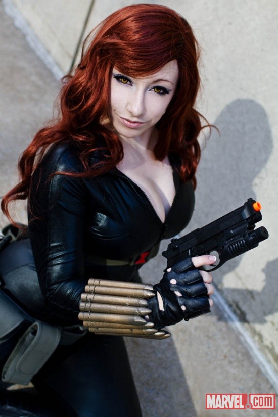 New York Comic Con 2011 DeAnna Davi cosplaying as the Black Widow