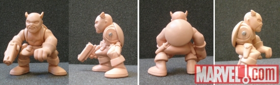 In-progress sculpture of Marvel Super Hero Squad Captain America (Bucky) toy